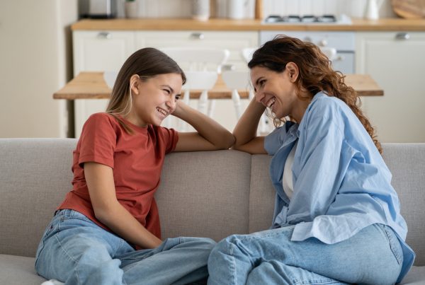 daughter with mother discussing mental health tips for teens