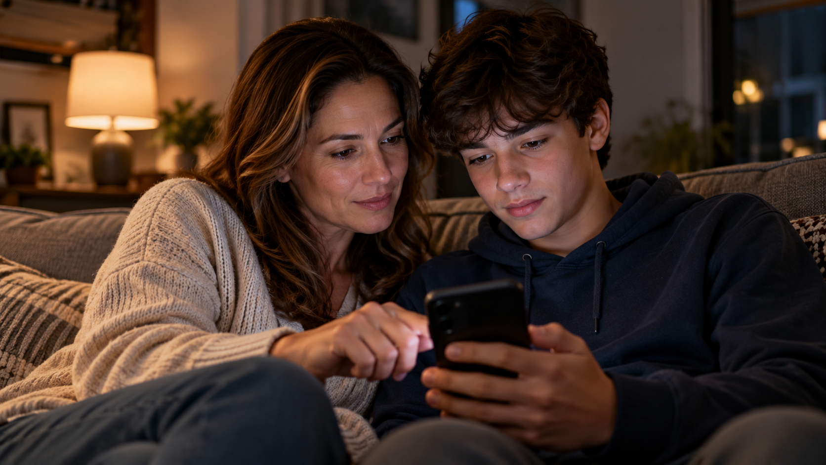 Parent talking with teen about AI chatbots and mental health